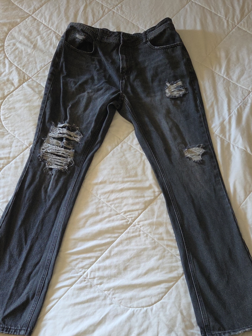 Black Distressed Men's Jeans - Classic Ripped Slim Fit